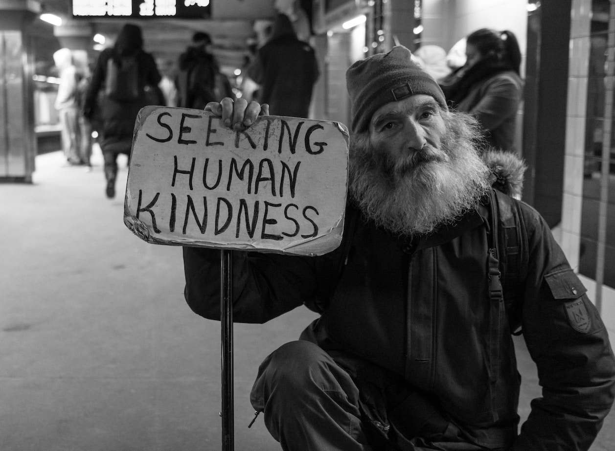 Man seeking donations through acts of kindness which is needed for the next generation